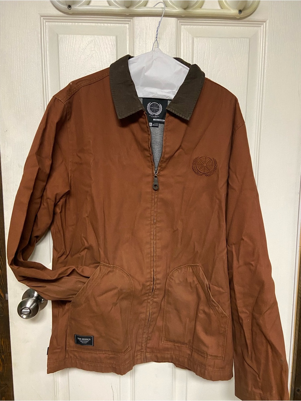 The Berrics Skateboarding Men's Brown Zip-Front Workwear Jacket